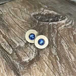 BULLET STUD EARRINGS - 45 AUTO - SWAROVSKI BIRTHSTONE 
SEPTEMBER - SAPPHIRE